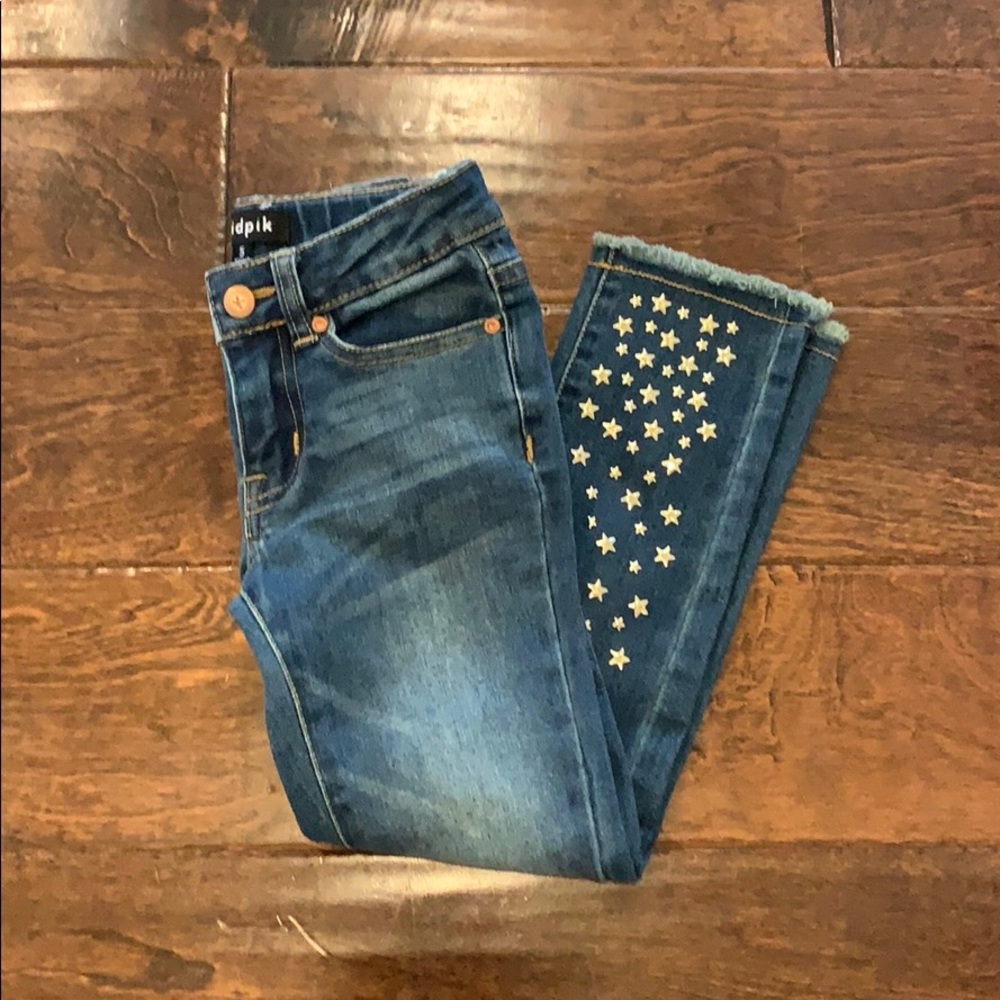 Kidpik jeans with stars and raw hem